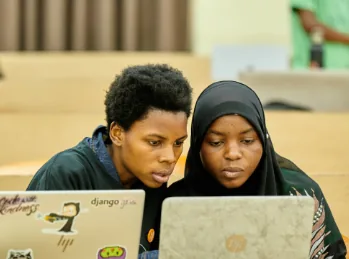 Two women learning